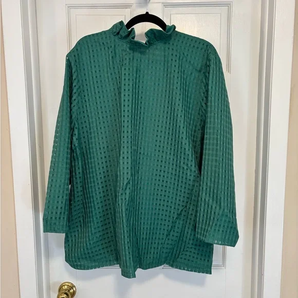NWOT Tuckernuck Emerald Green Burnout Faye Blouse - Picture 3 of 9
